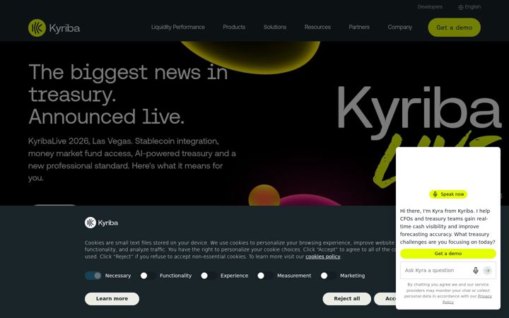 Screenshot of kyriba.com