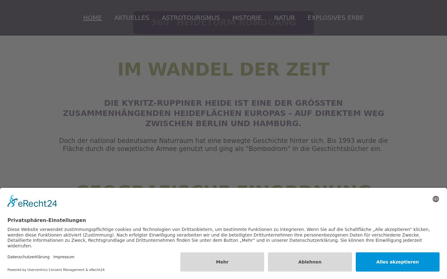 Screenshot of the consent banner shown before any interaction