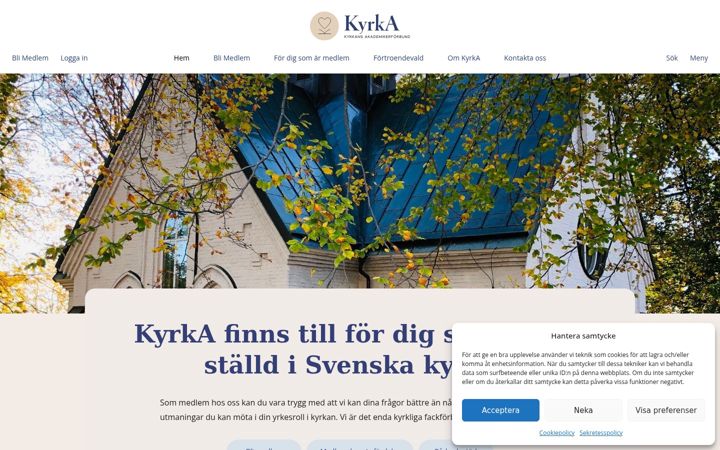 Screenshot of kyrka.se
