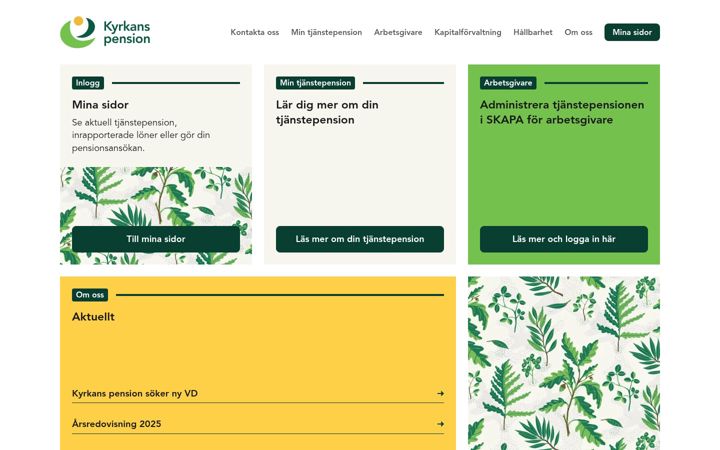 Screenshot of kyrkanspension.se