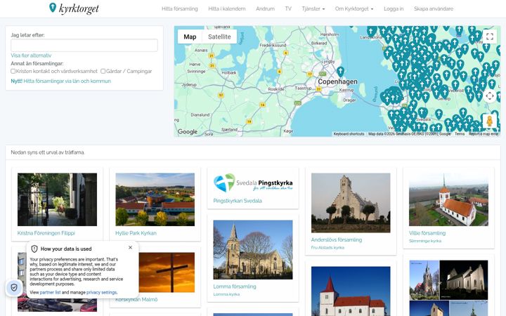 Screenshot of kyrktorget.se