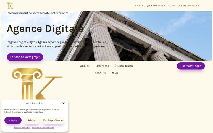 Screenshot of kyros-agency.com