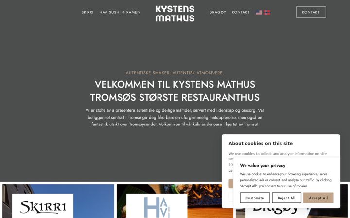 Screenshot of kystensmathus.no