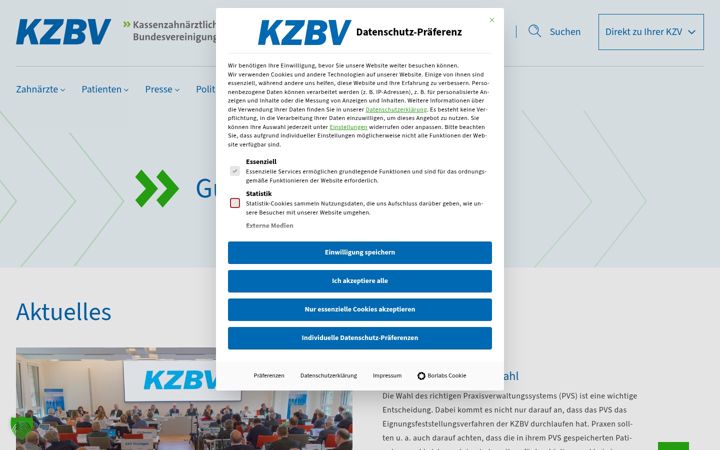 Screenshot of kzbv.de