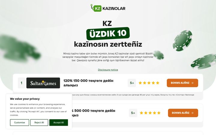 Screenshot of kzkazinolar.com