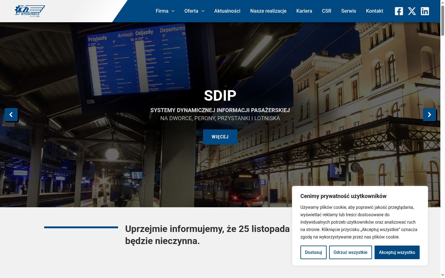 Zrzut ekranu banera zgody wyświetlanego przed jakąkolwiek interakcją