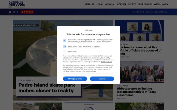 Screenshot of kztv10.com