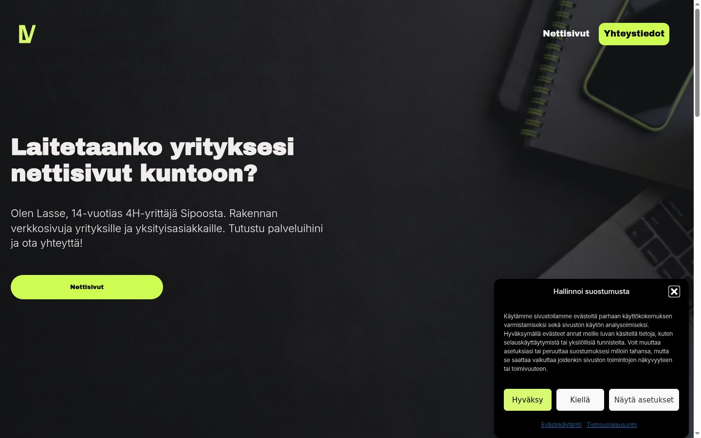 Screenshot del banner di consenso mostrato prima di qualsiasi interazione