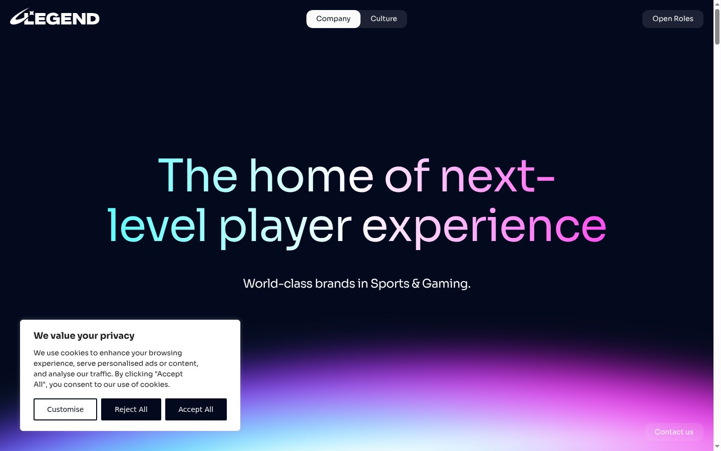 Screenshot del banner di consenso mostrato prima di qualsiasi interazione