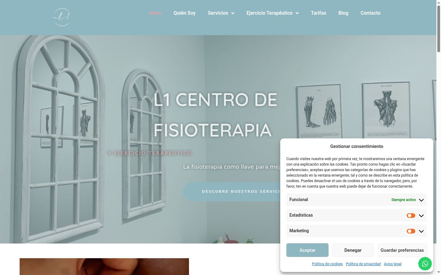 Captura de ecrã do banner de consentimento apresentado antes de qualquer interação