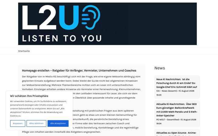 Screenshot of l2u.de