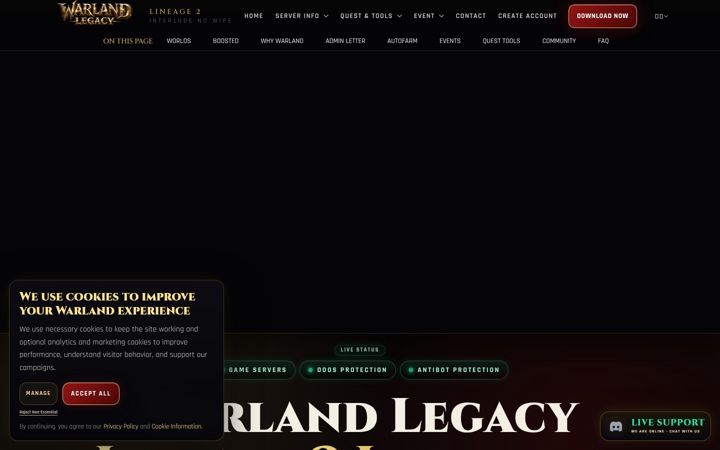 Screenshot of l2warland.com