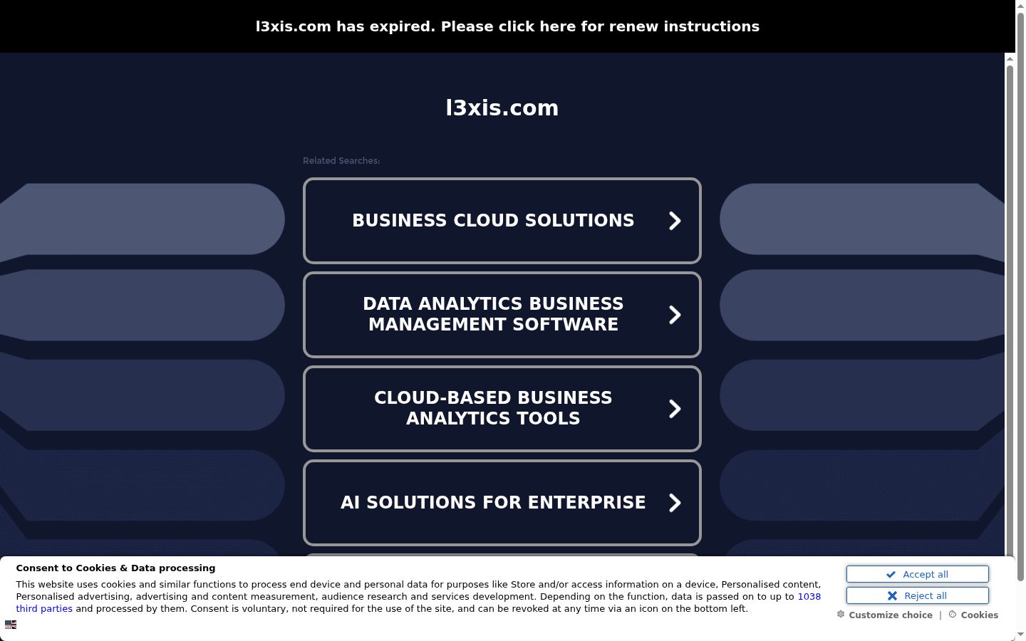 Screenshot del banner di consenso mostrato prima di qualsiasi interazione