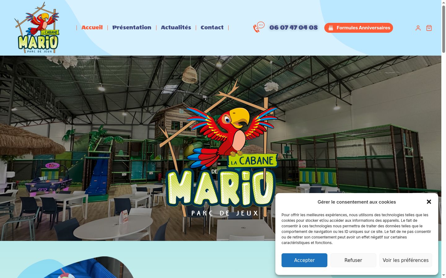 Screenshot del banner di consenso mostrato prima di qualsiasi interazione