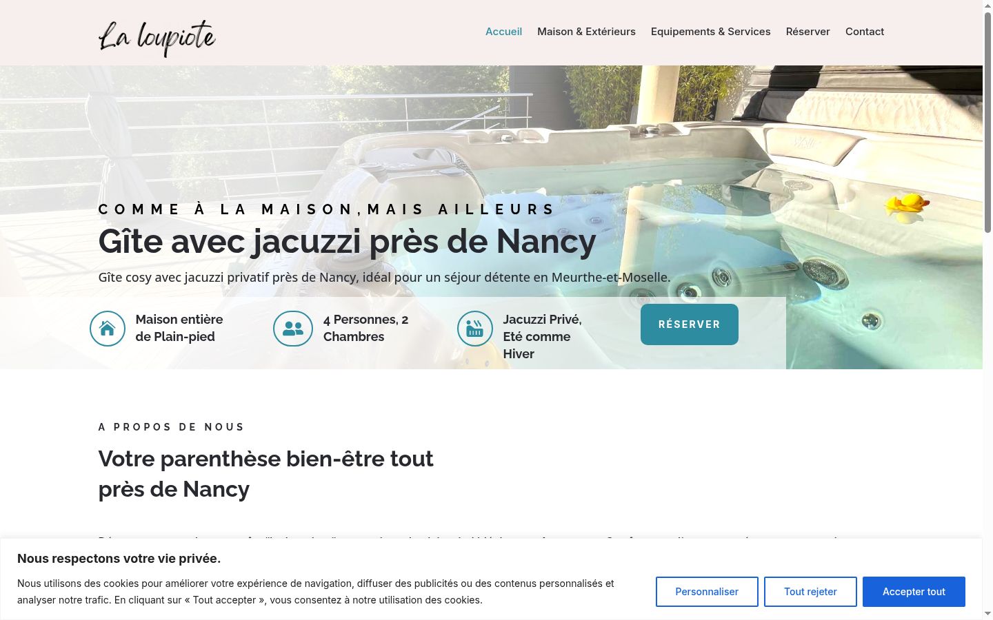 Capture d'écran de la bannière de consentement affichée avant toute interaction