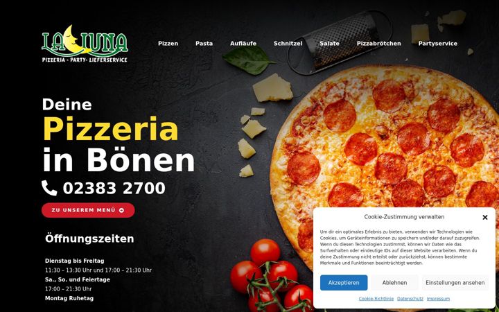 Screenshot of la-luna-pizzeria.de