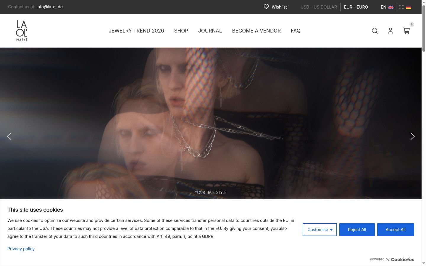 Screenshot of the consent banner shown before any interaction
