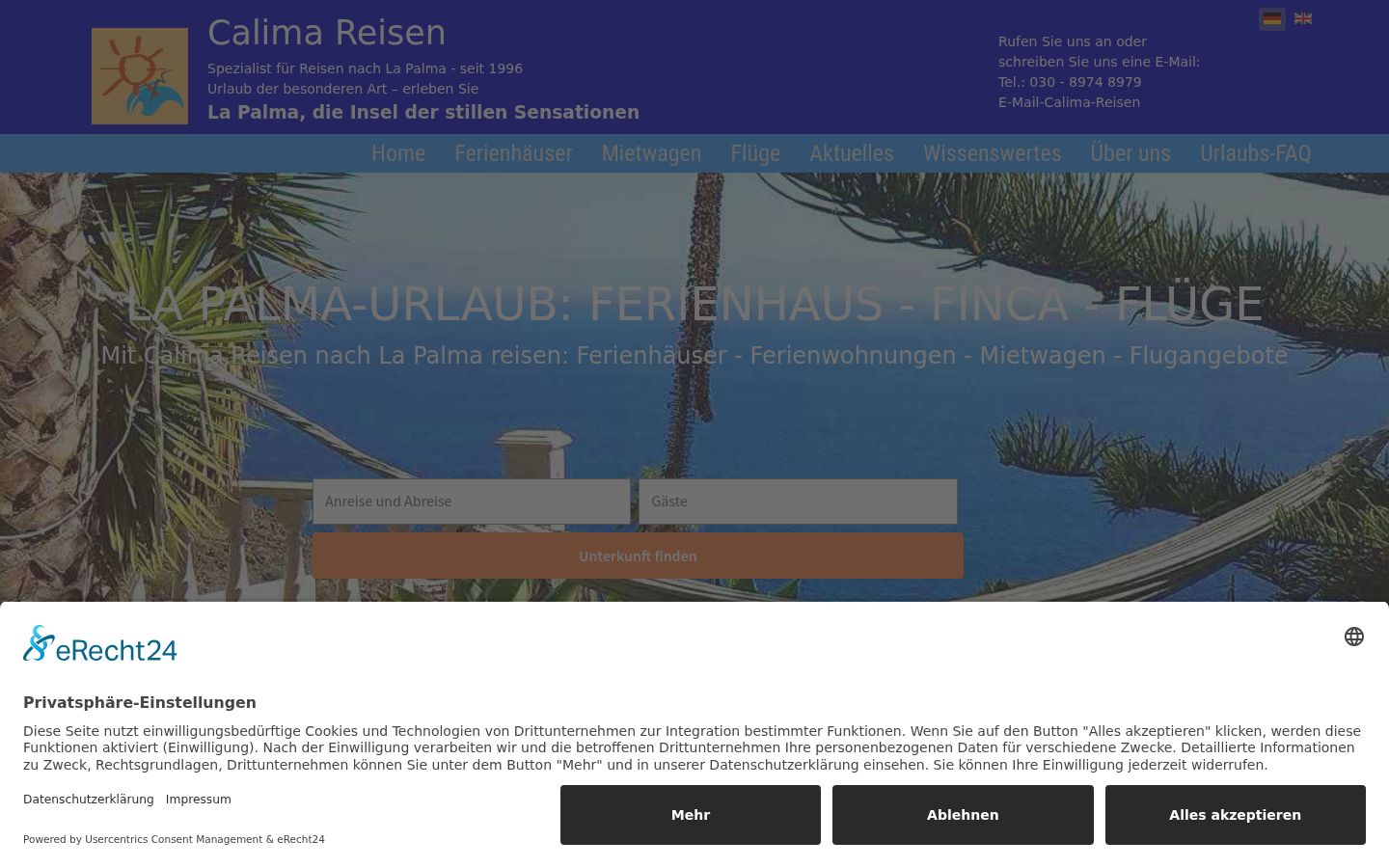 Screenshot of the consent banner shown before any interaction