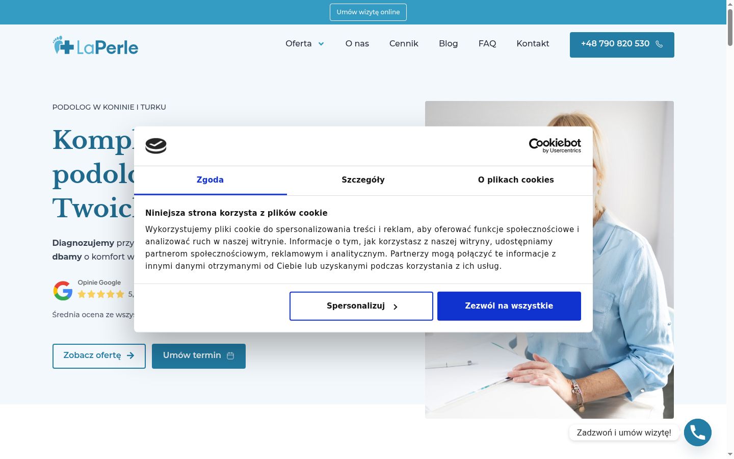 Zrzut ekranu banera zgody wyświetlanego przed jakąkolwiek interakcją