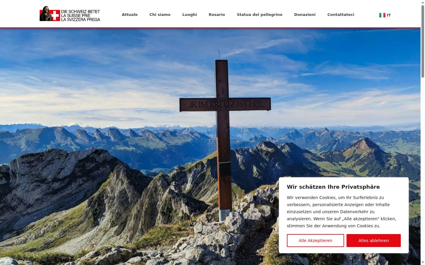 Screenshot del banner di consenso mostrato prima di qualsiasi interazione