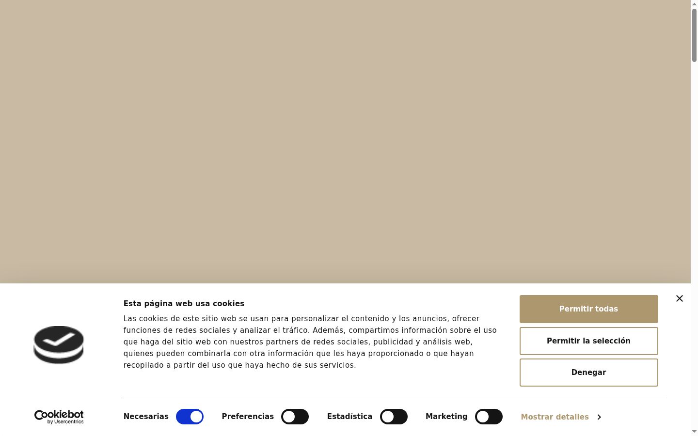 Captura de pantalla del banner de consentimiento mostrado antes de cualquier interacción