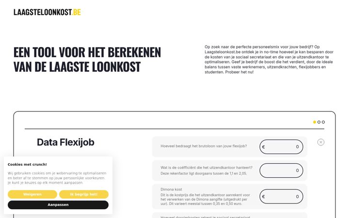Screenshot of laagsteloonkost.be