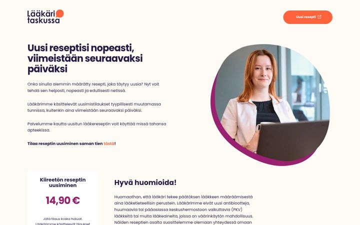 Screenshot of laakaritaskussa.fi