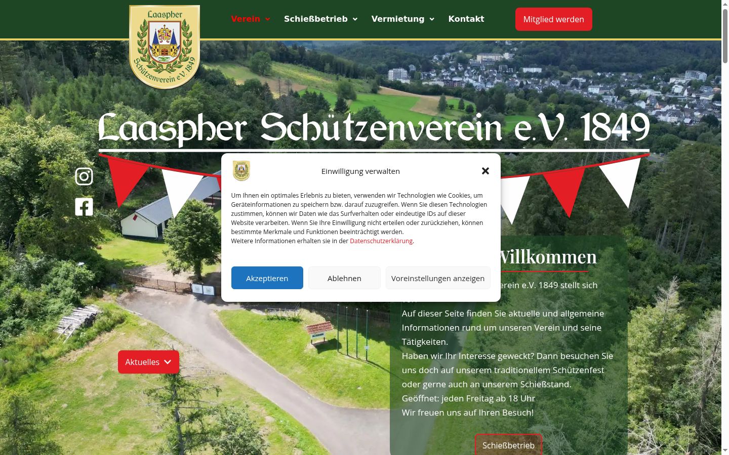 Kuvakaappaus suostumusbannerista, joka näytettiin ennen mitään vuorovaikutusta