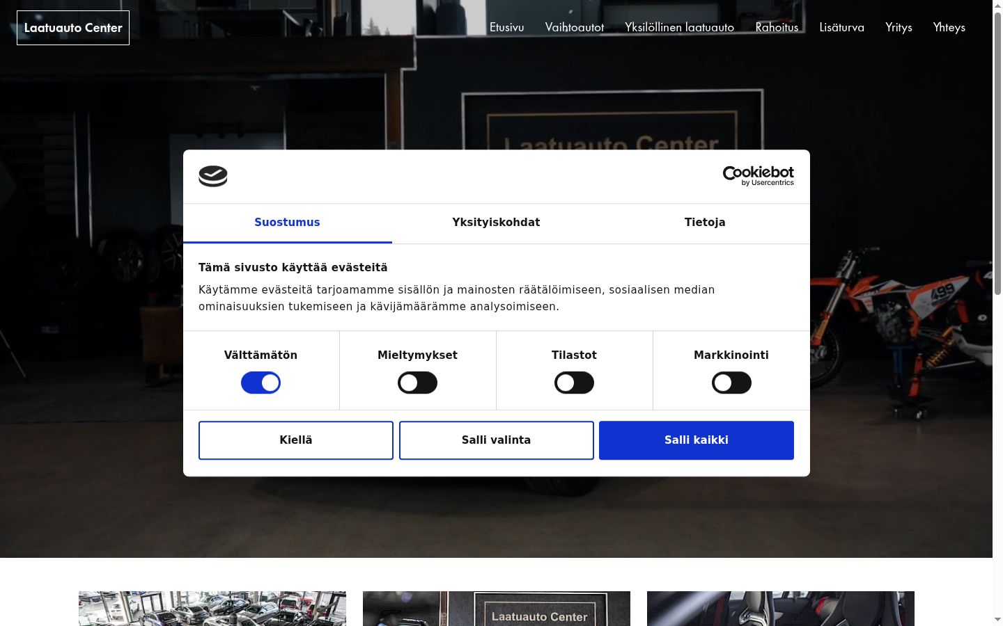 Snímek obrazovky baneru souhlasu zobrazeného před jakoukoli interakcí