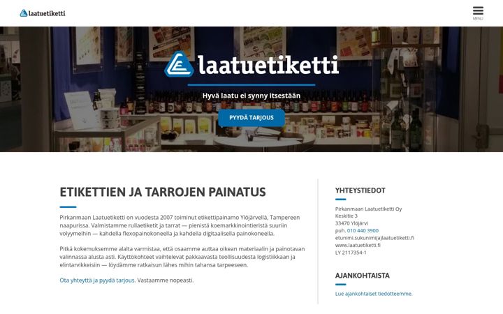 Screenshot of laatuetiketti.fi