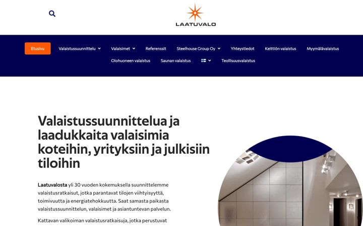 Screenshot of laatuvalo.fi