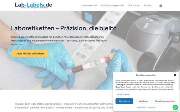 Screenshot of lab-labels.de