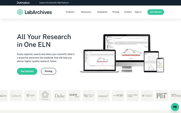 Screenshot of labarchives.com