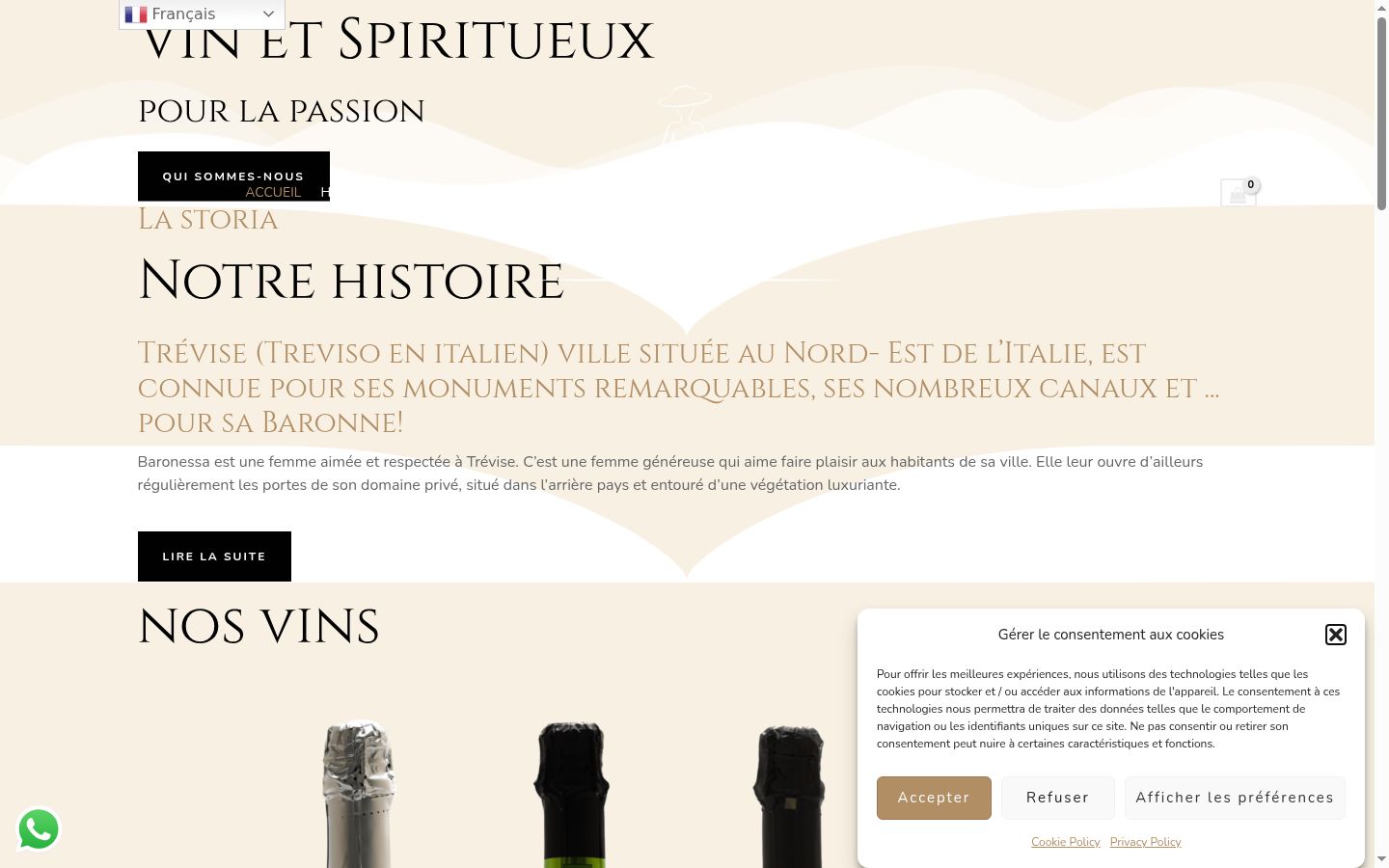Screenshot del banner di consenso mostrato prima di qualsiasi interazione