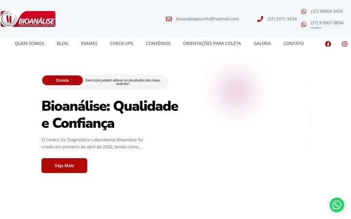 Screenshot of labbioanalisepiumhi.com.br