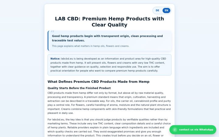 Screenshot of labcbd.eu