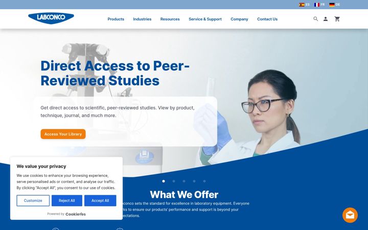 Screenshot of labconco.com