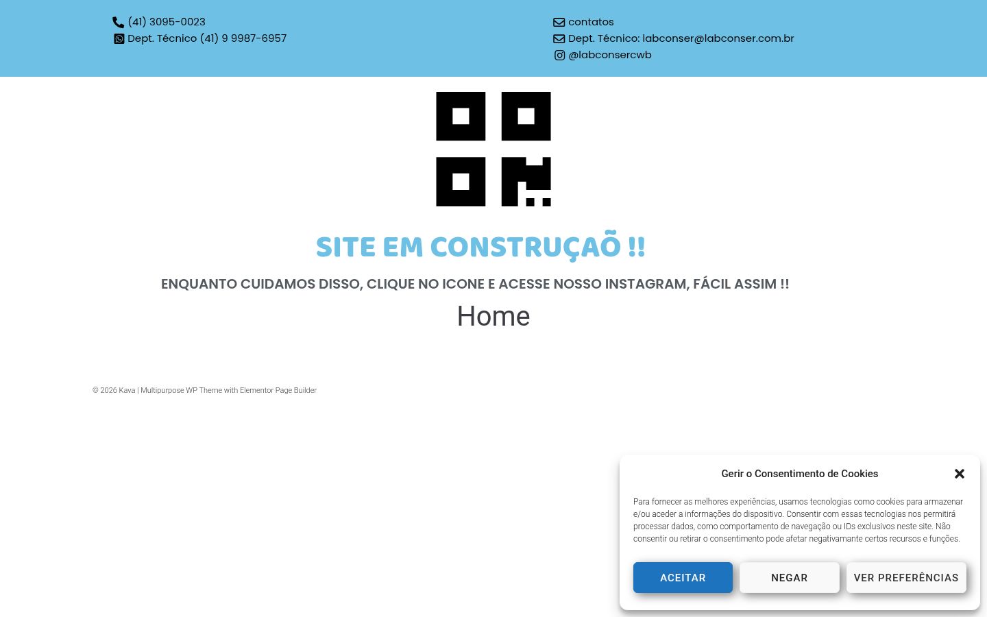 Captura de ecrã do banner de consentimento apresentado antes de qualquer interação