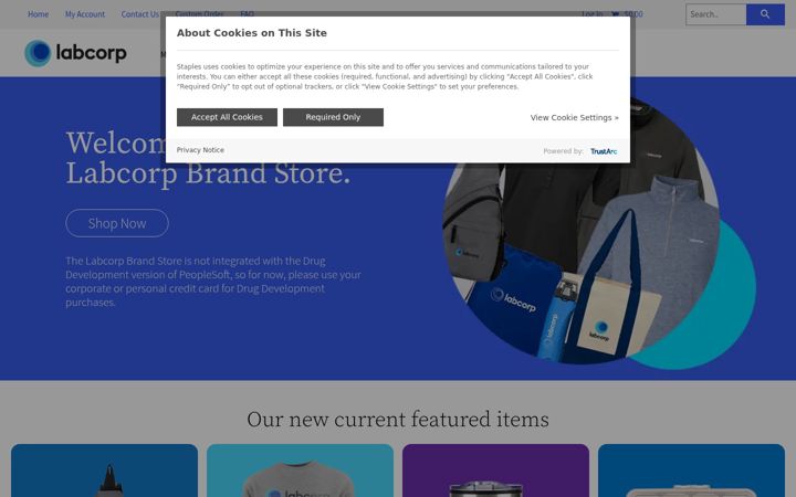 Screenshot of labcorpbrandstore.com