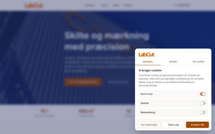 Screenshot of labcut.dk