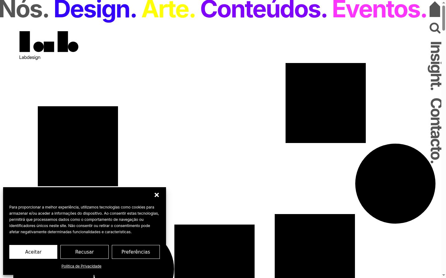 Captura de ecrã do banner de consentimento apresentado antes de qualquer interação