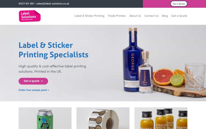 Snímek obrazovky label-solutions.co.uk