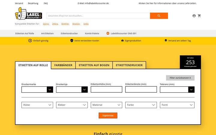 Screenshot of labeldiscounter.de