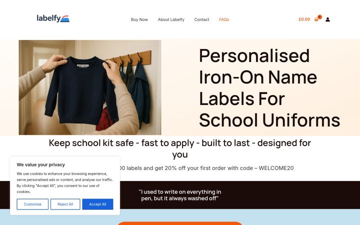 Screenshot of labelfy.co.uk