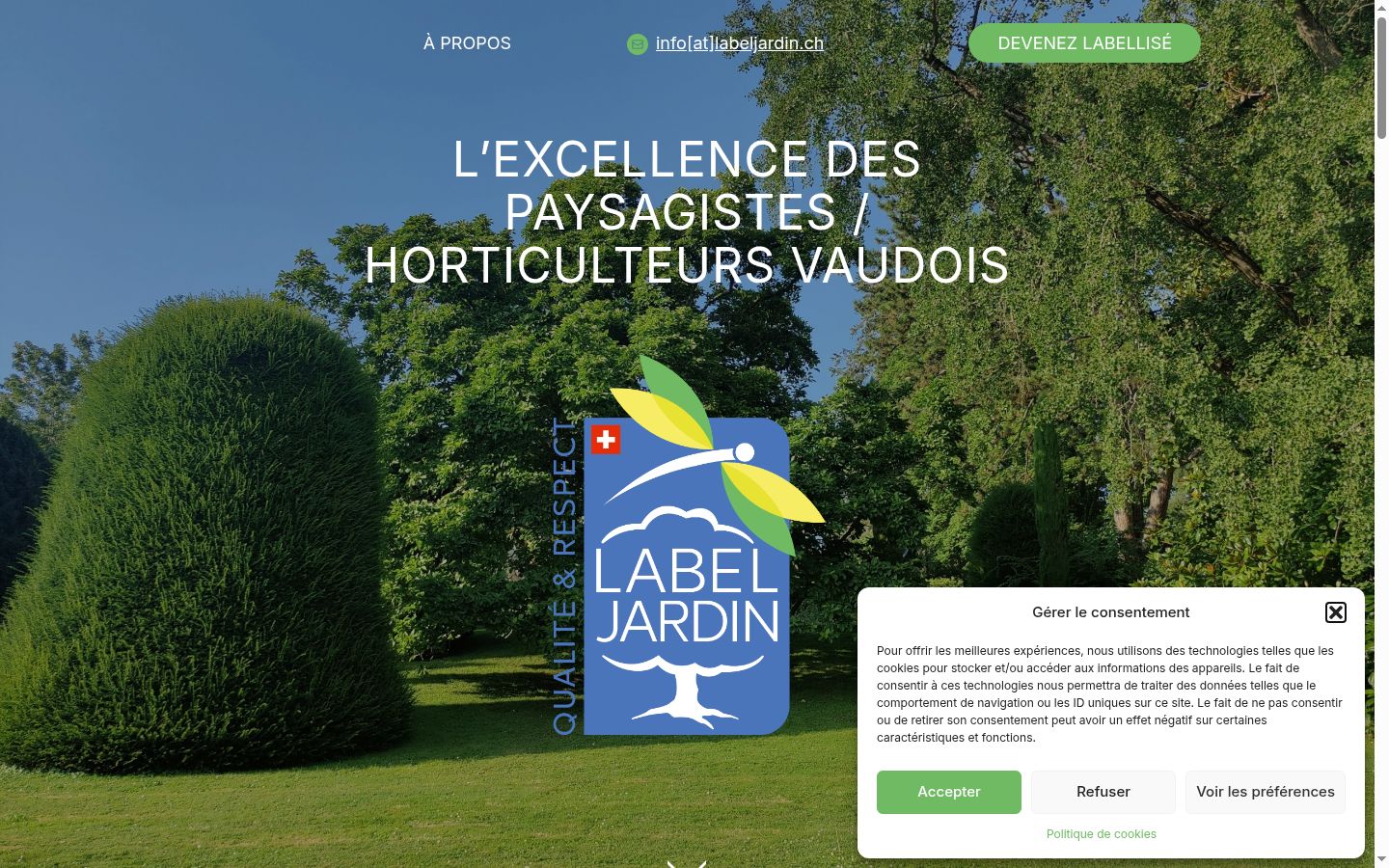 Capture d'écran de la bannière de consentement affichée avant toute interaction