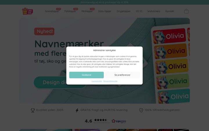 Screenshot of labelking.dk