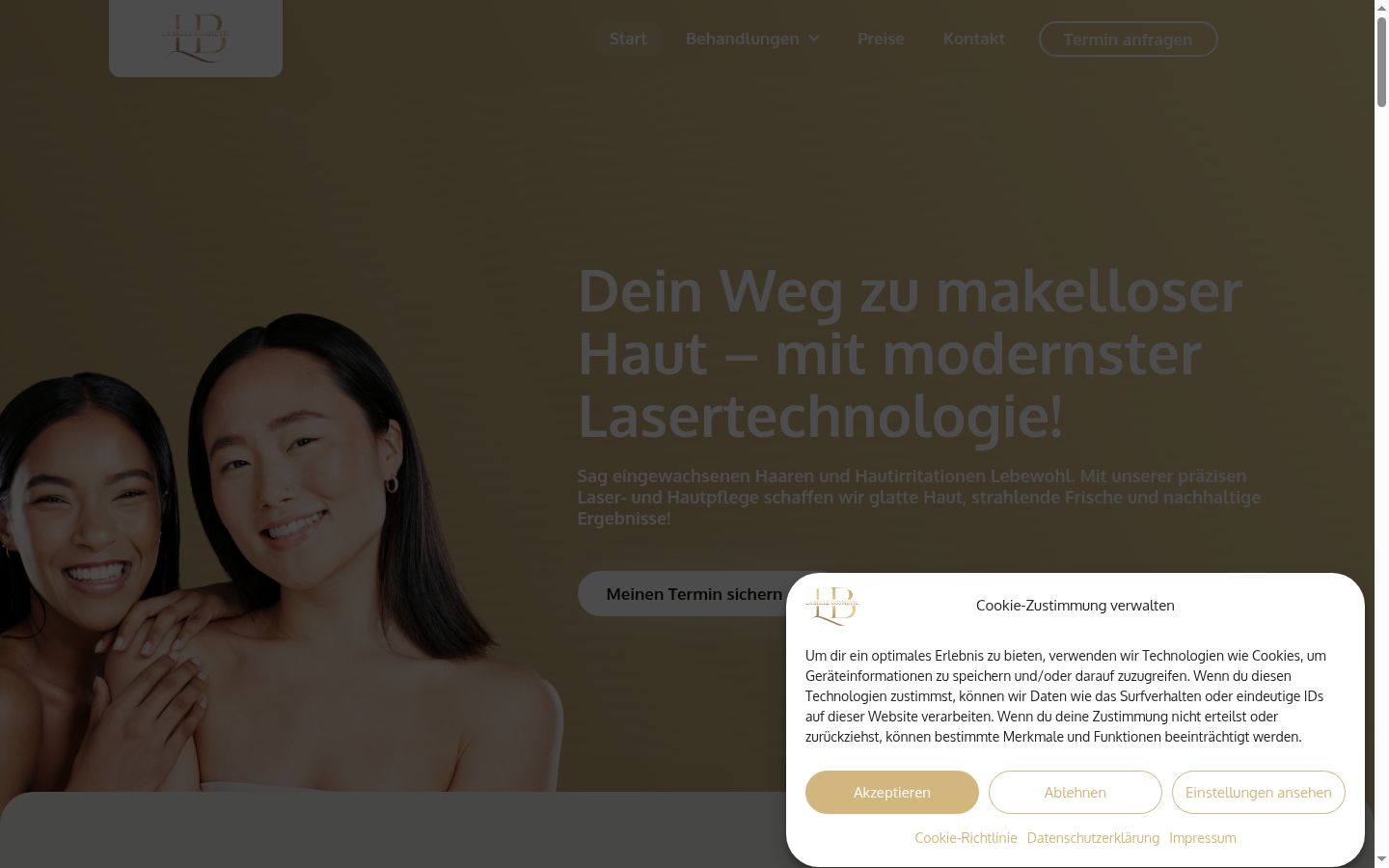 Screenshot del banner di consenso mostrato prima di qualsiasi interazione