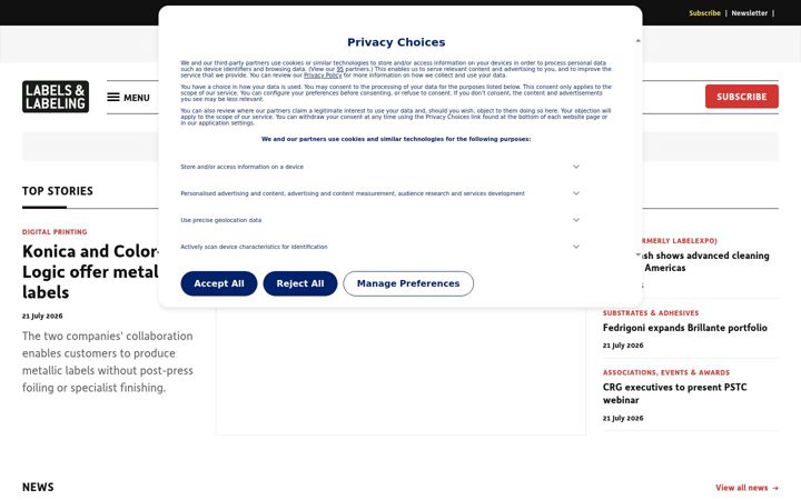 Screenshot of labelsandlabeling.com