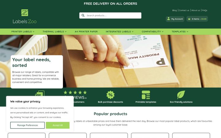 Screenshot of labelszoo.com