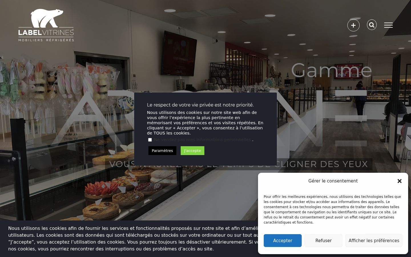 Capture d'écran de la bannière de consentement affichée avant toute interaction